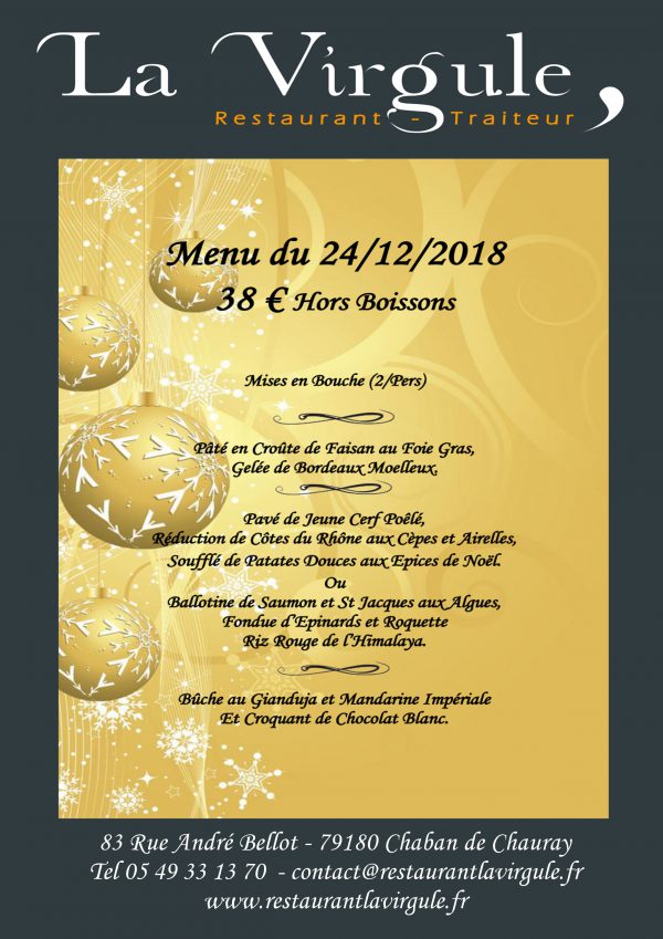 Fêtes de Fin d'Année 2018 - Restaurant La Virgule